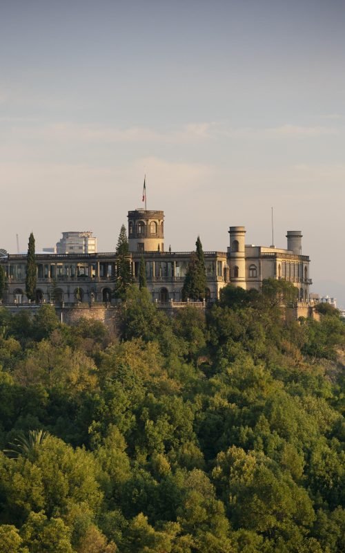 View of towards Chapultepec castle and park in Mexico City, Mexico.